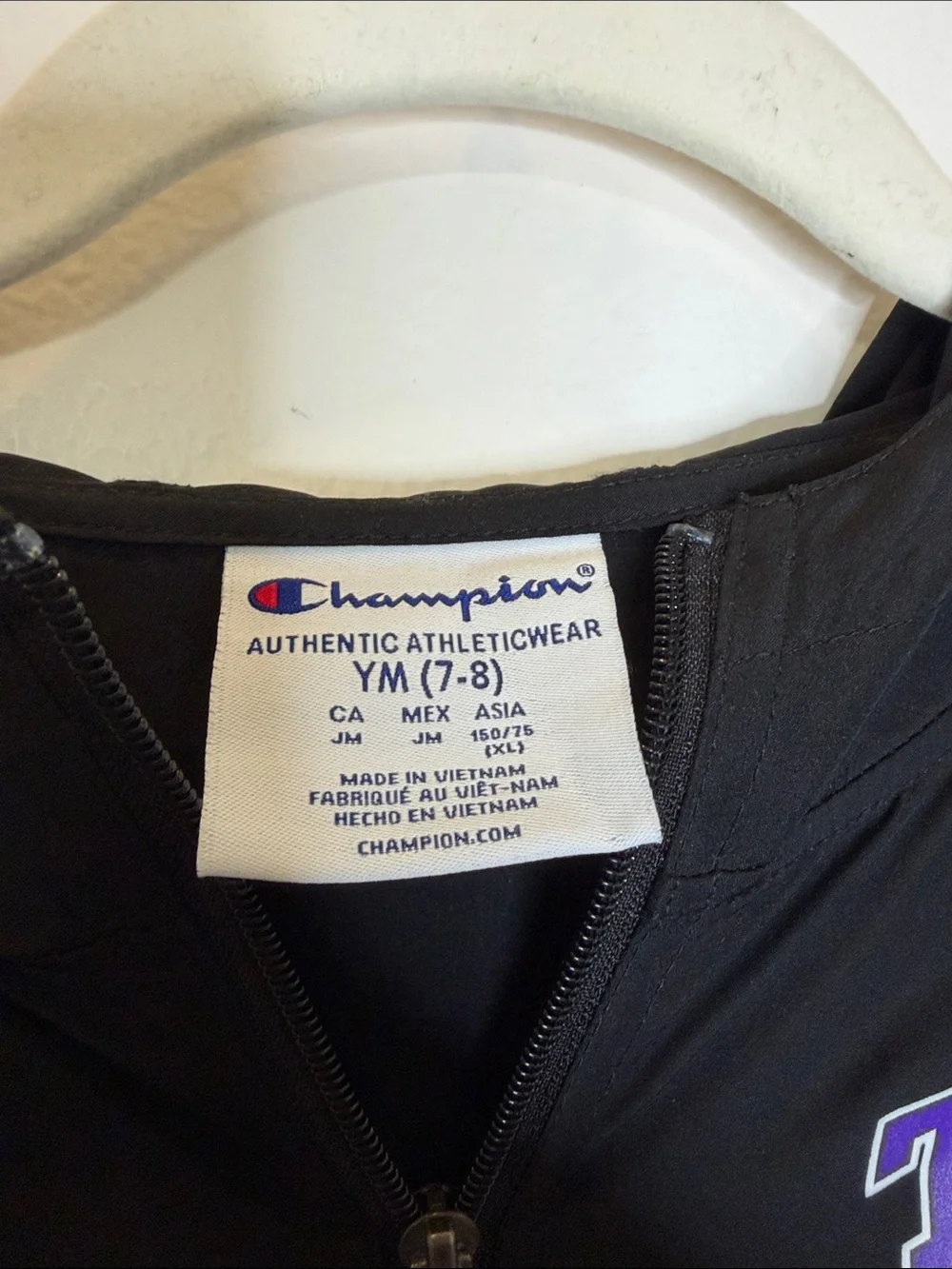 Champion Kids Black Hooded Raincoat with Purple TCU Logo